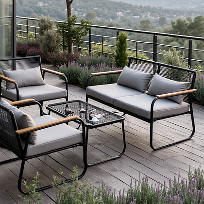 Комплект мебели садовой AksHome GARDENIA (кресло  2 шт, диван 1 шт, стол 1 шт), черный - 11