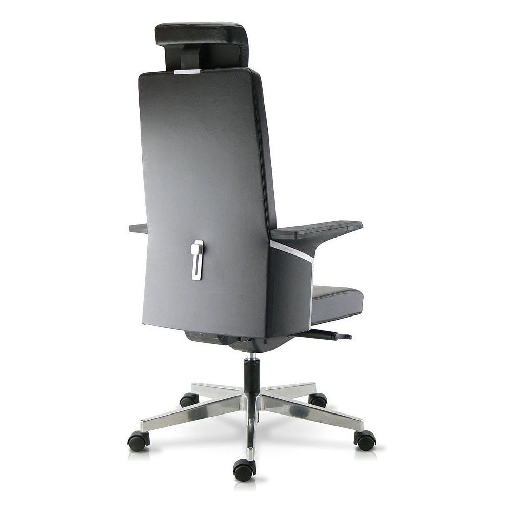Кресло для руководителя "SOKOA K01", кожа, алюминий, черный - 3