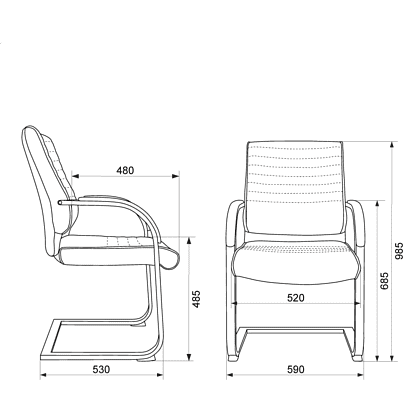 Кресло на полозьях "Бюрократ T-8010-LOW-V", экокожа, слоновая кость, металл хром - 6