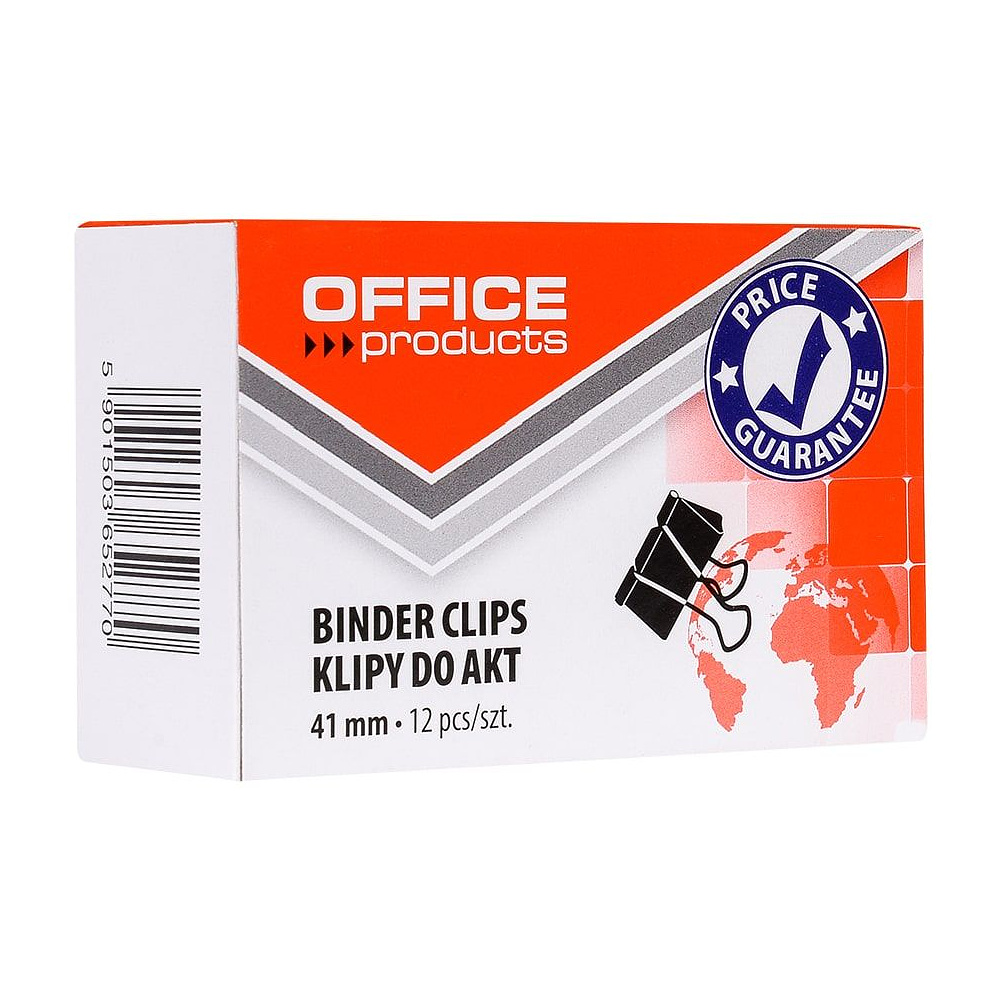 Зажим для бумаги "Office Products", 41 мм, 12 шт, черный