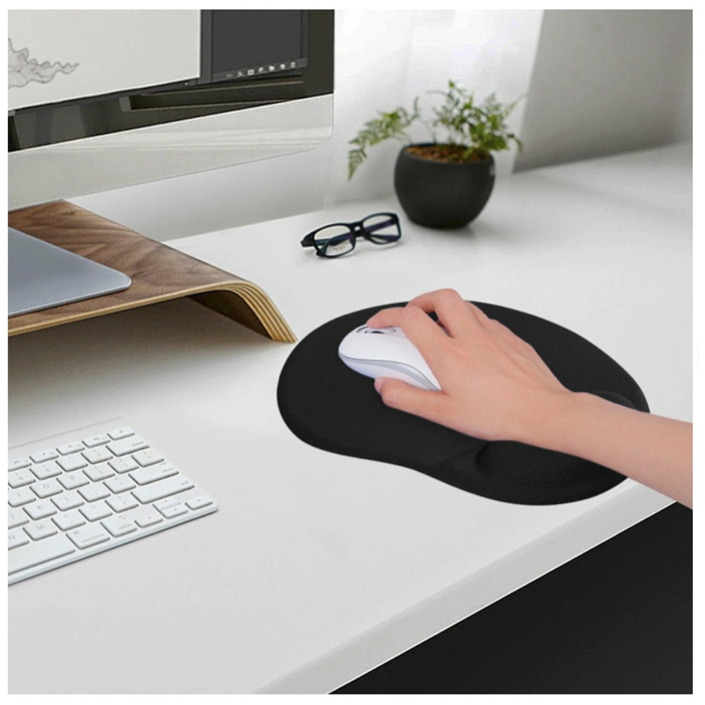 Коврик для мыши "Sonnen", 250х220х20 мм, полиуретан, лайкра, с подушкой под запястье, черный - 2