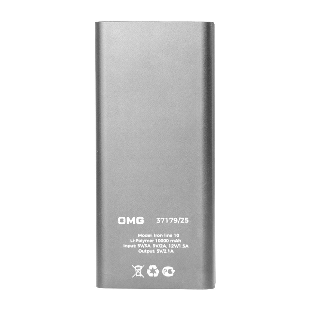 Внешний аккумулятор Power Bank "Iron line 10", 10000 mAh, металл, серебристый - 3