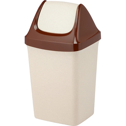 Урна для мусора 25л «СВИНГ», пластик, с крышкой, бежевый мрамор