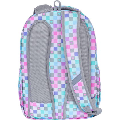 Рюкзак школьный "Checkered Hearts", голубой, розовый - 2