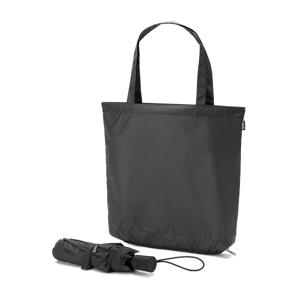 Зонт складной "Skylar" черный + сумка для покупок