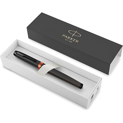 Ручка перьевая Parker "IM Vibrant Rings F315", M, черный, оранжевый, патрон синий - 2