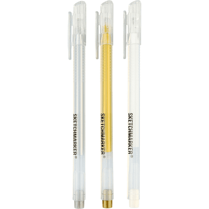 Набор ручек капиллярных "Sketchmarker", 3 шт, белый, золото, серебро - 2