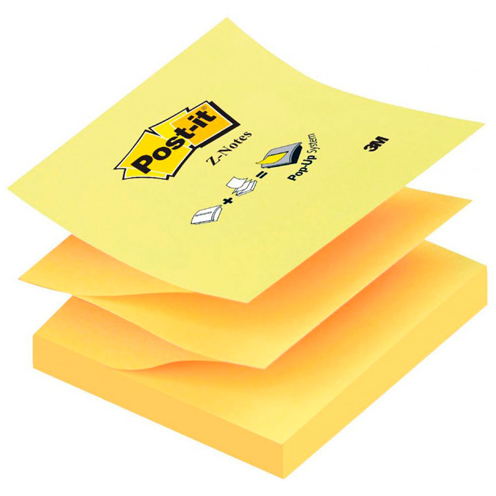 Бумага для заметок на клейкой основе "Post-it Z-Notes R330", 76x76 мм, 100 листов, желтый