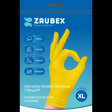 Перчатки латексные хозяйственные "Zaubex", желтый