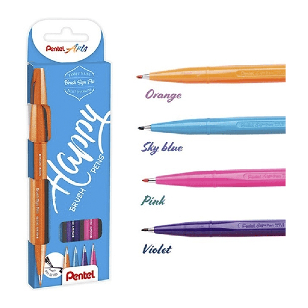 Маркер-кисть "Brush Sign pen. Happy", 4 шт - 2
