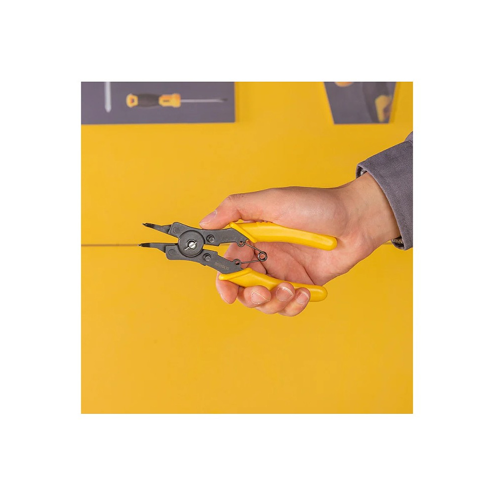 Съемники стопорных колец Deli YS EDL104506, 150 мм, 4-в-1, 4 насадки, желтый, черный - 5