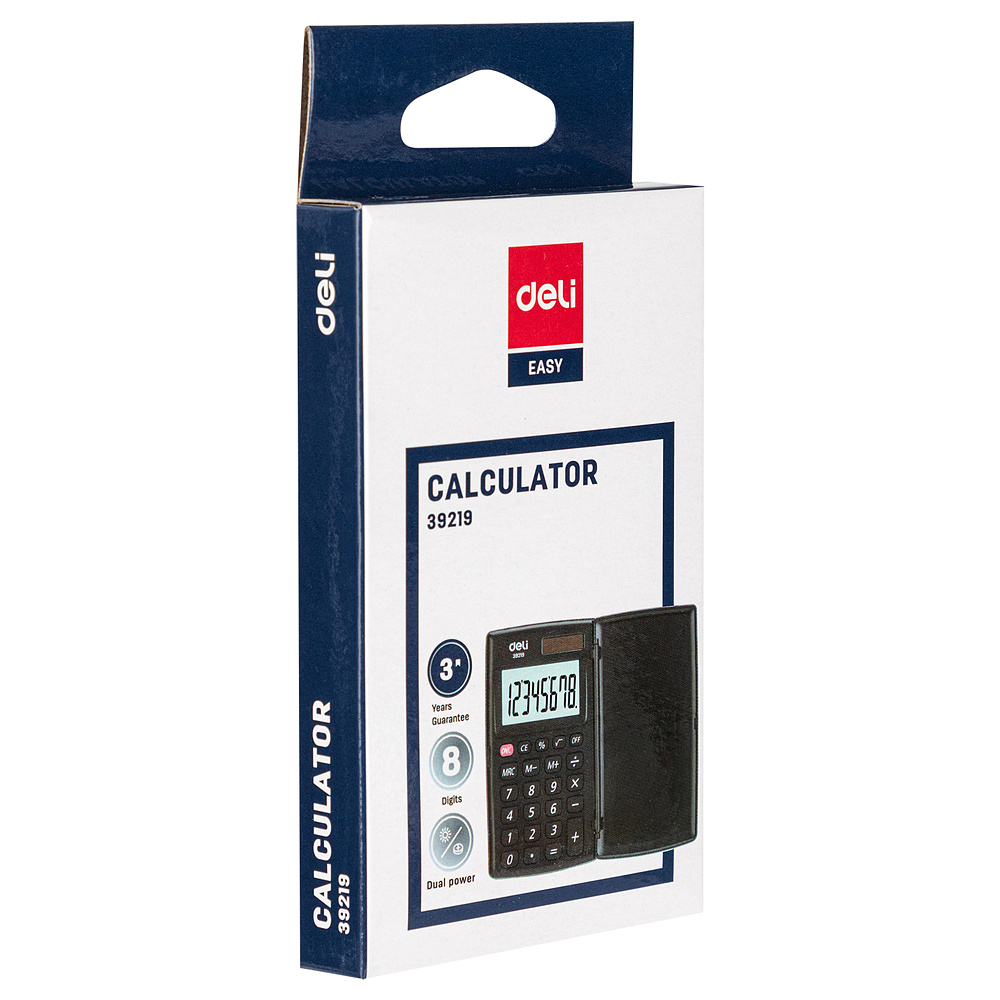 Калькулятор карманный Deli Easy "E39219", 8-разрядный, черный - 3