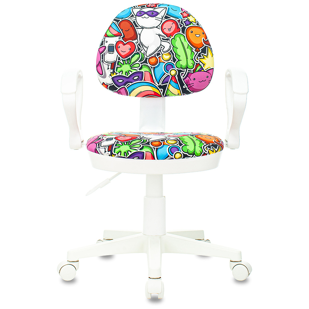 Кресло для детей "Бюрократ KD-3/WH/ARM", пластик белый, мультиколор маскарад - 2
