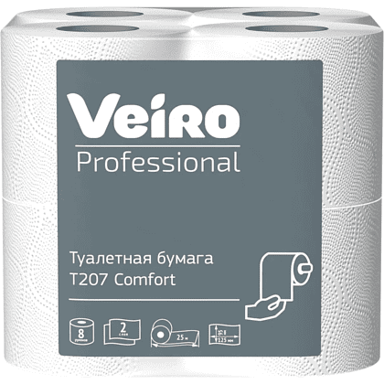 Бумага туалетная "Professional Comfort", 2 слоя, 8 рулонов
