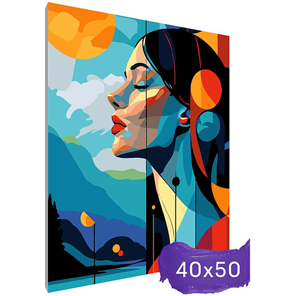 Картина по номерам "Женский портрет абстракция" - 2