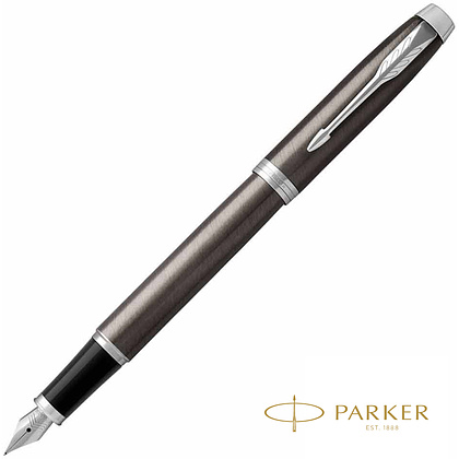 Ручка перьевая "Parker IM Dark Espresso Lacque CT", F, кофейный, серебристый, патрон синий