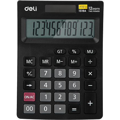 Калькулятор настольный Deli Core "1519A", 12-разрядный, черный