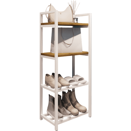 Обувница ALLERD 2+2 RION, белый муар, 440х250х1030, дуб нокс