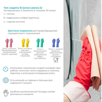 Перчатки латексные HQ Profiline, р-р S, с х/б покрытием, желтый - 10