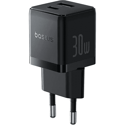 Сетевое зарядное устройство Baseus "Palm", Fast Charger, C+U, 30W, EU, Cluster Black