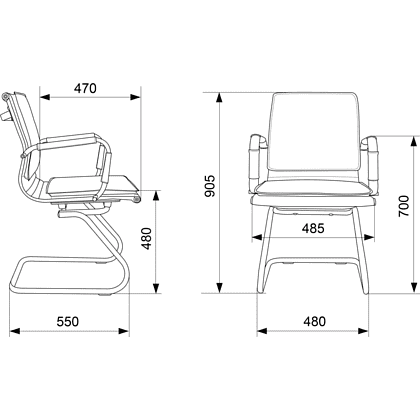 Кресло на полозьях "Бюрократ Ch-993-Low-V", экокожа, слоновая кость, металл хром - 4