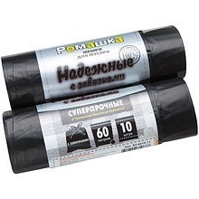Мешки для мусора Ромашка Надежные, черный, с завязками