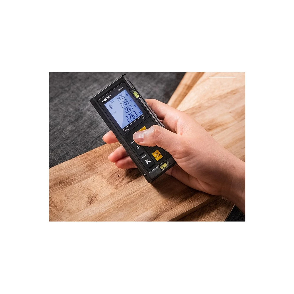 Дальномер лазерный Deli YS EDL4168, 60 м, желтый, черный - 8