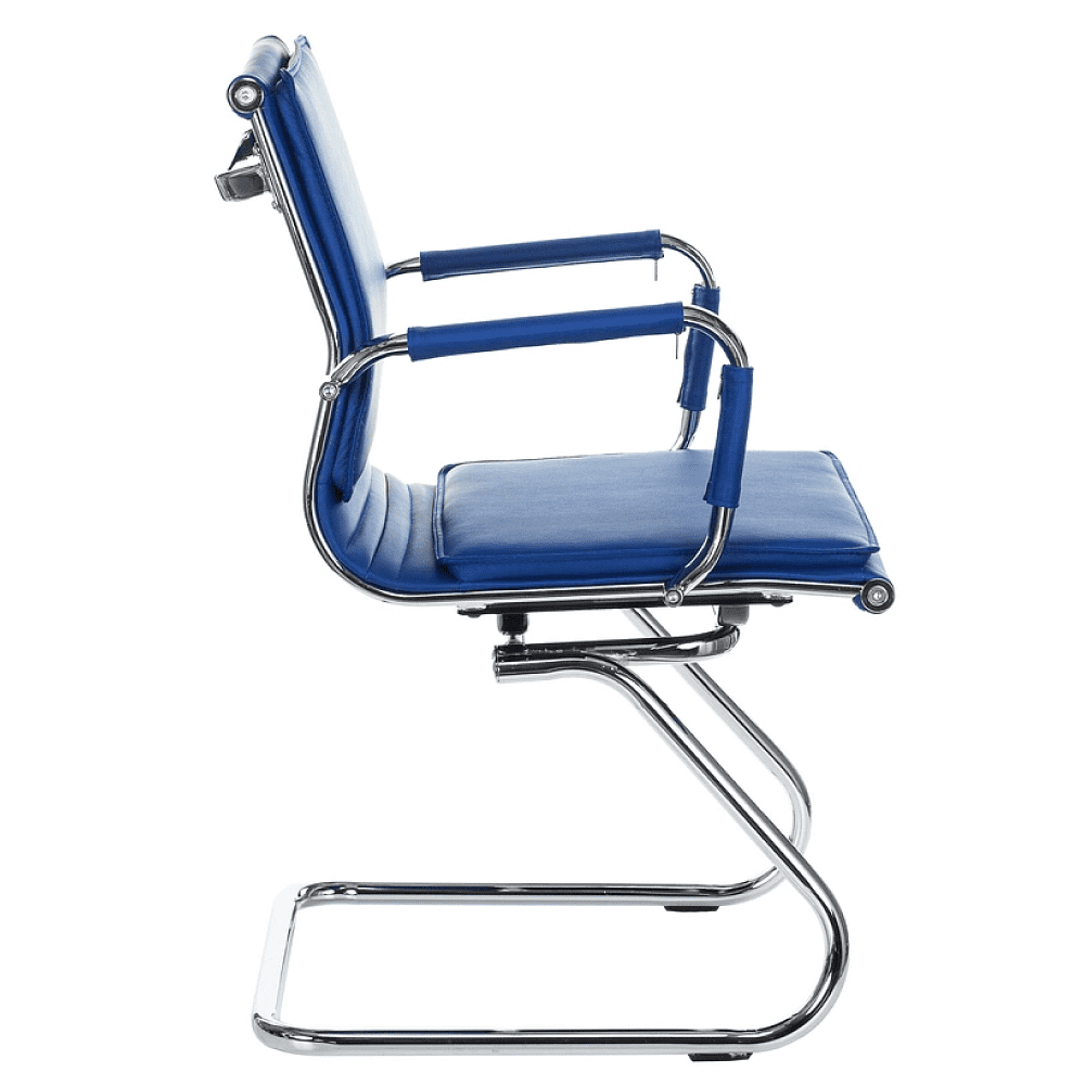 Кресло на полозьях "Бюрократ Ch-993-Low-V", экокожа, синий, металл хром - 3