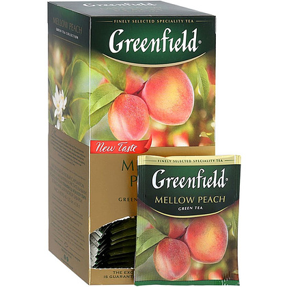 Чай "Greenfield" Mellow Peach, 25 пакетиков x1.5 г, зеленый