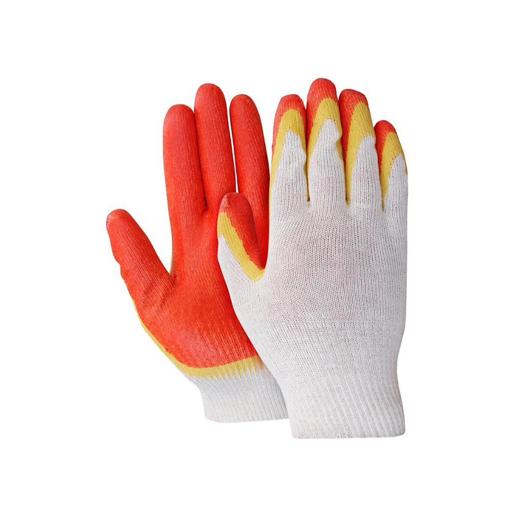 Перчатки трикотажные х/б,  двойной латексный облив, 13 кл. вязки, красный