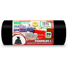 Мешки для мусора ПСД Mirpack "Premium+", 20 мкм, 35 л, 20 шт/упак