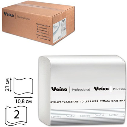 Бумага туалетная листовая "Veiro Professional Comfort", 2 слоя - 2