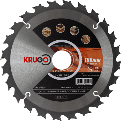 Диск пильный Krugo, 190x30 мм, 24Т