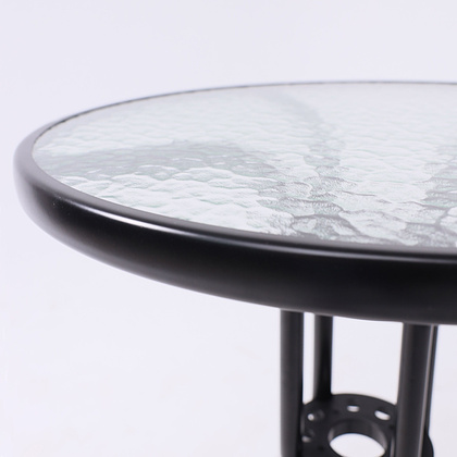 Стол садовый VERONA, 600х600х730 мм, сталь, черная, закаленное стекло 5мм - 8