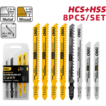 Набор пилок Deli YS EDH-QJT008-EH1, для лобзика, универсальный, 8 шт - 2