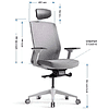 Кресло для руководителя BESTUHL "J1", сетка, ткань, пластик, серый - 14