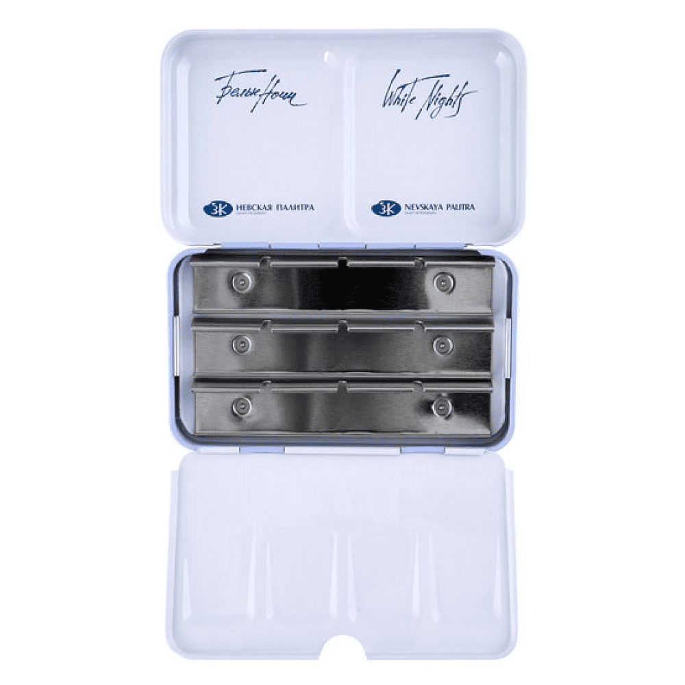 Пенал для акварели "Белые ночи" на 12 кювет, металл, светло-голубой - 2