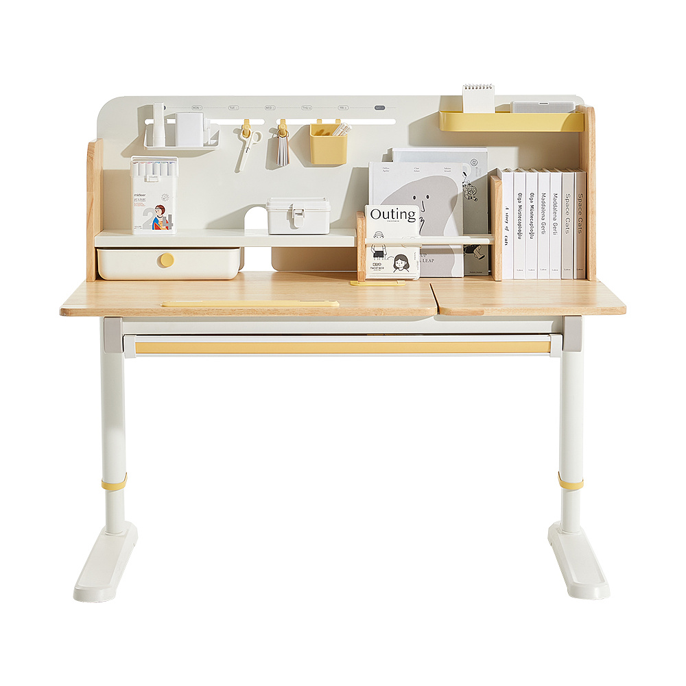 Стол Ergosmart регулируемый Galleon, 1200х700х(520-760) мм, гевея беленая, с книжной полкой - 3