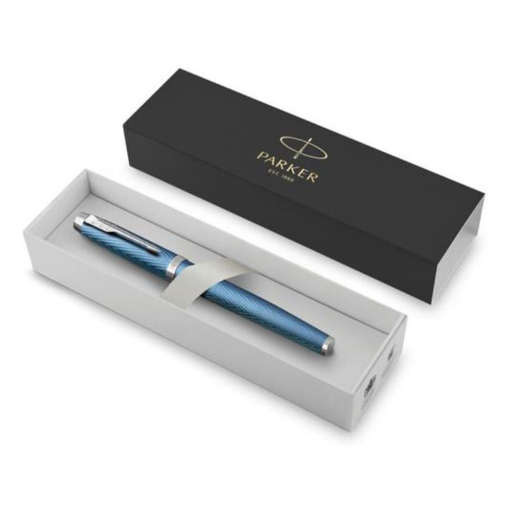 Ручка перьевая Parker "IM Premium Blue Grey CT", F, голубой, серебристый, патрон синий - 4