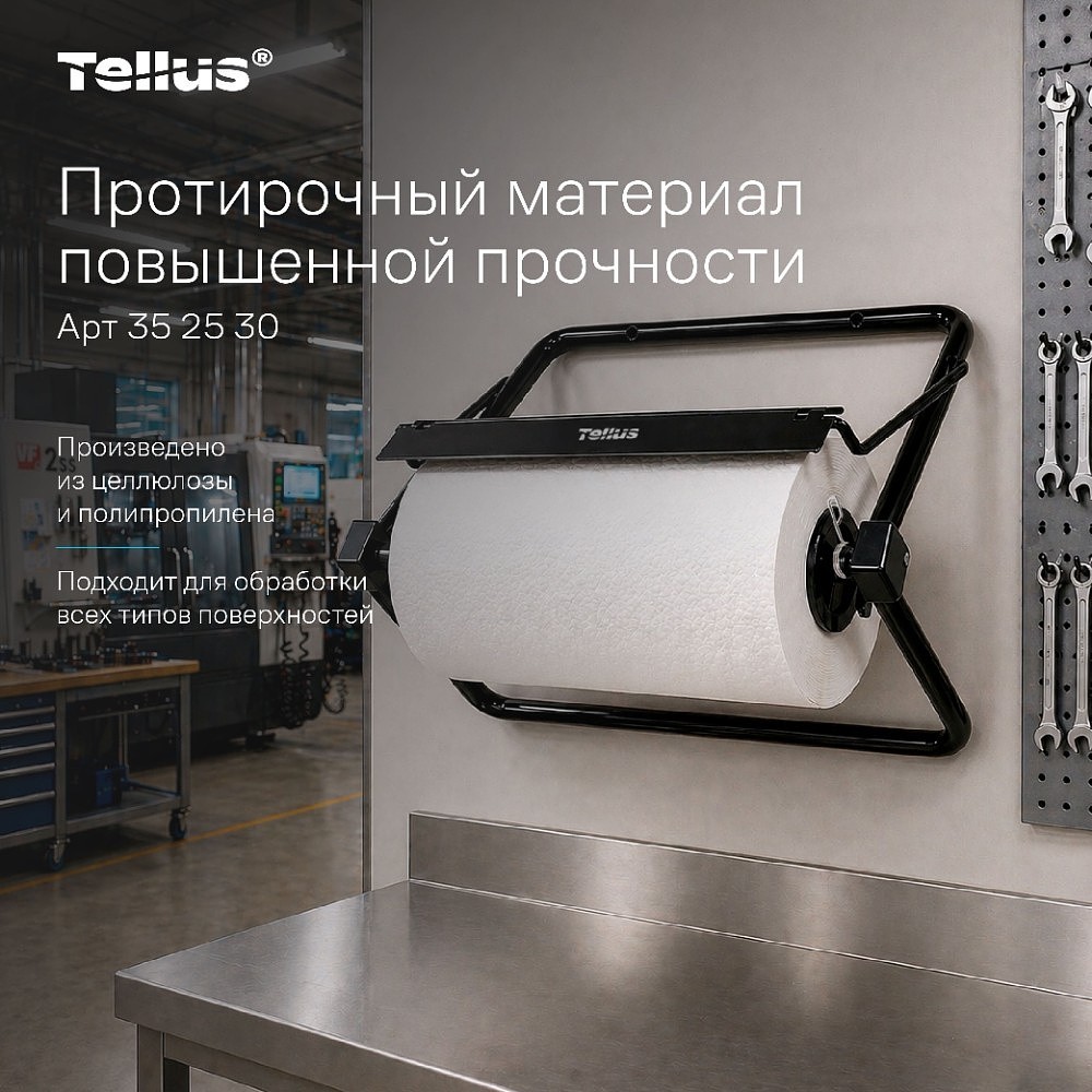 Протирочный материал нетканый Tellus c центральной вытяжкой повышенной прочности, 1 слой, 106,4 м, WM1/WM3 - 17