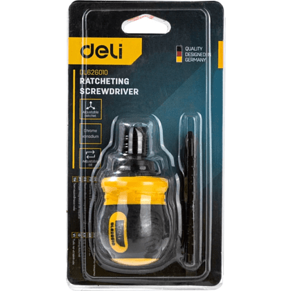 Двухсторонняя отвертка Deli YS EDL626010, с трещоткой, PH2+SL6 - 14