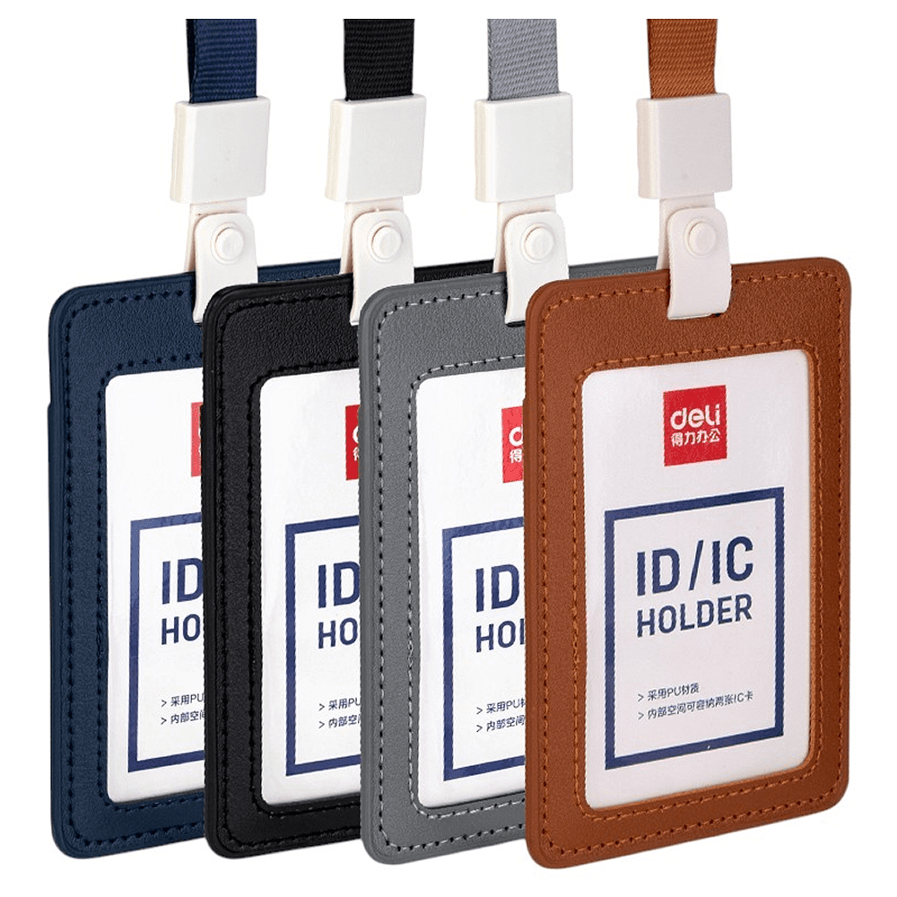 Бэдж для пропусков "Deli", 72х108 мм, вертикальный, коричневый