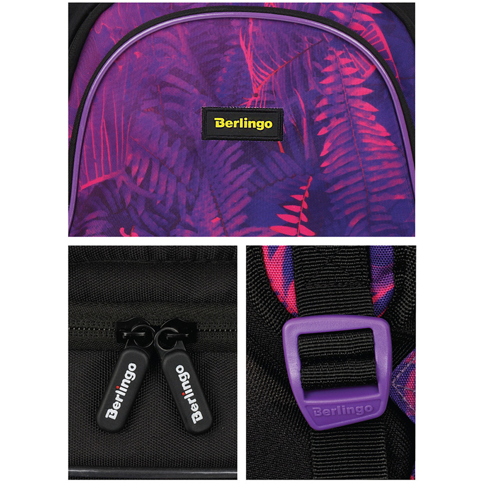 Рюкзак школьный "Flora neon", черный, фиолетовый - 8