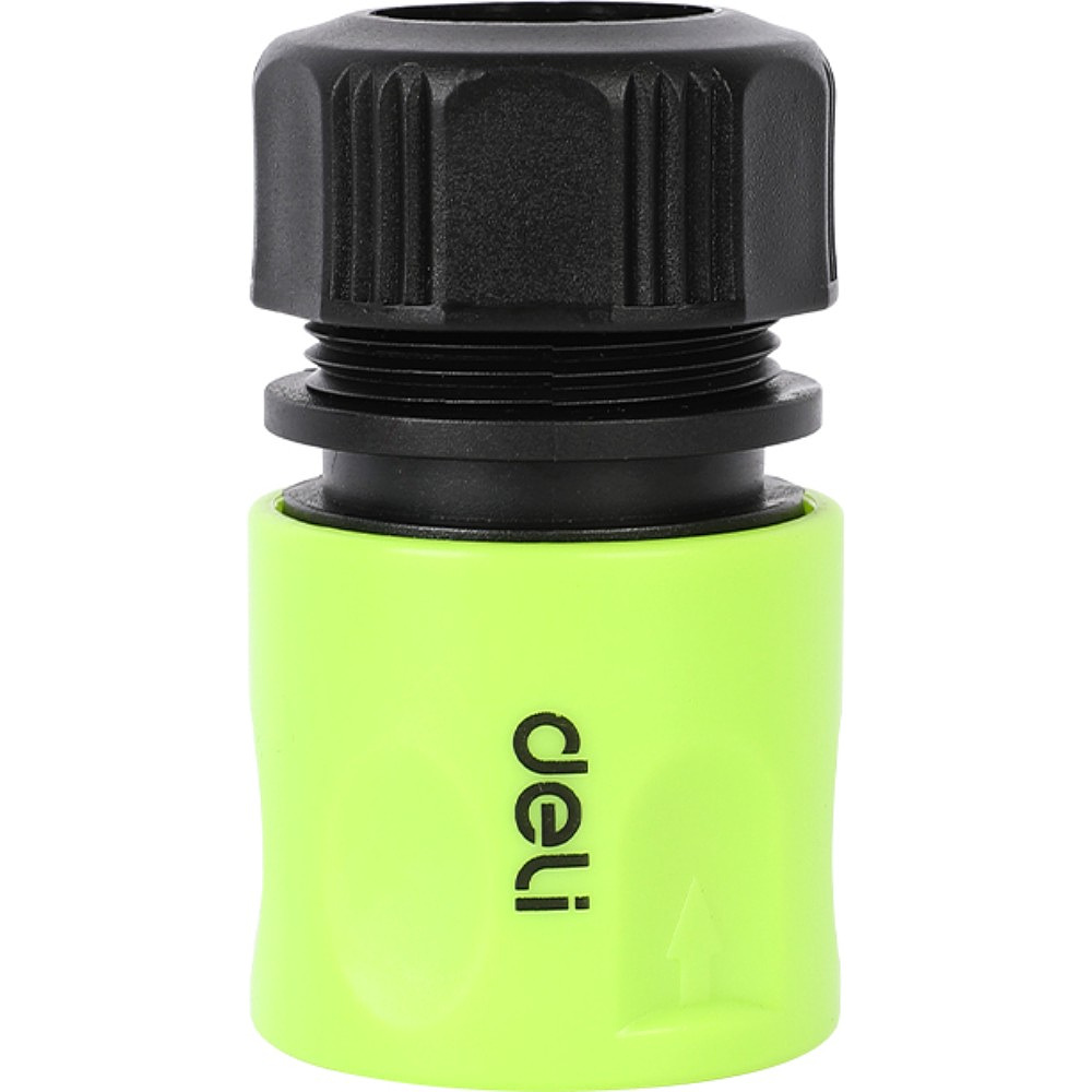 Соединитель-коннектор для шлангов Deli GS EDL8793, 1/2", быстросъемный с аквастопом, черный, зеленый