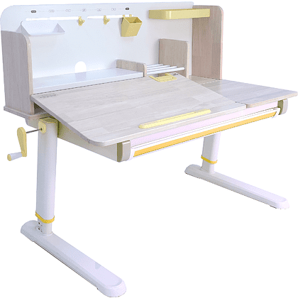 Стол Ergosmart регулируемый Galleon, 1200х700х(520-760) мм, гевея беленая, с книжной полкой - 2