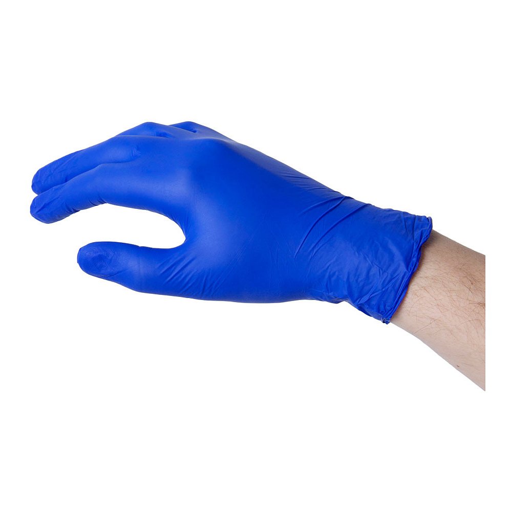 Перчатки нитриловые неопудренные одноразовые "Zaubex", р-р L, 200 шт/упак, голубой - 2