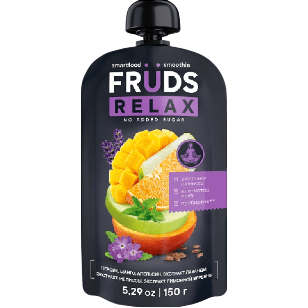 Пюре фруктовое "Smartfood smoothie fruds", вкус яблоко, персик и манго