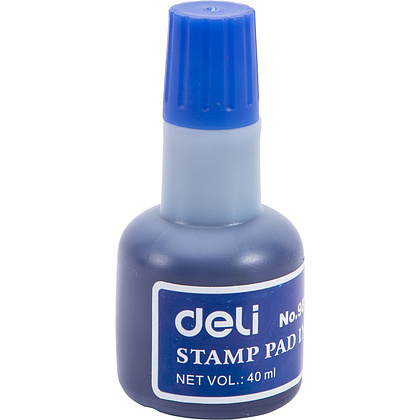 Штемпельная краска "Deli", 40 мл, синий - 2