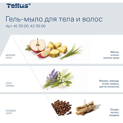 Мыло-гель Tellus Премиум для тела и волос 1 л, SC1 - 20