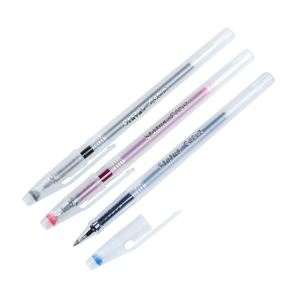 Ручка гелевая "Status", 0.7 мм, прозрачный, стерж. красный - 2